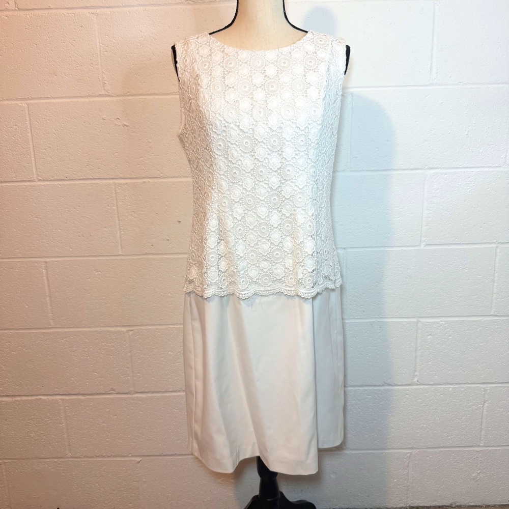 Calvin Klein White Sleeveless Lace Top Dress